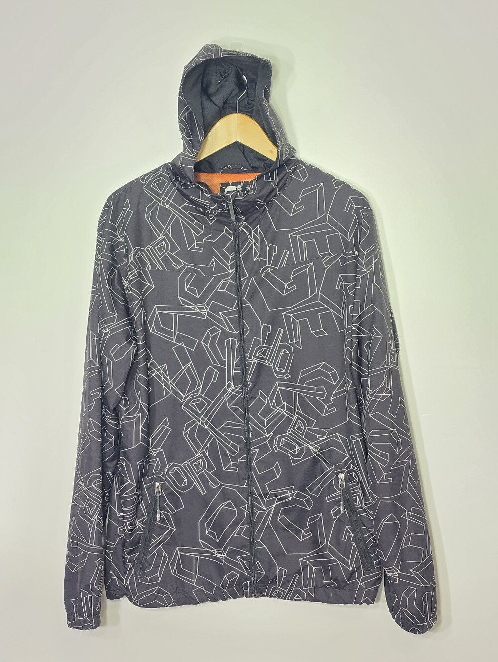 Orage Black White Windbreaker Lightweight Hooded Zip Pockets Jacket Size Small - Picture 2 of 13